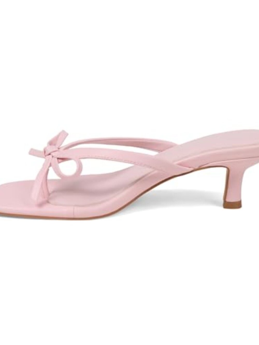Kitten Heel Thong Sandals Bow Slip On Square Toe Dress Shoes